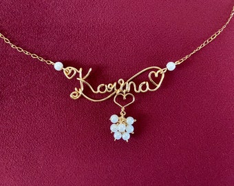 Name necklace, Personalized necklace, Wire wrapped necklace, Custom name necklace, personalized, name, initials, personal,Wire name necklace