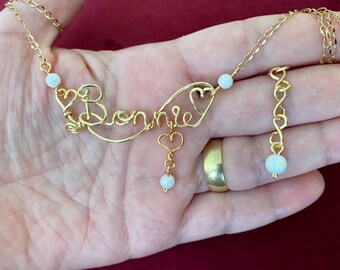 Name necklace, Personalized necklace, Wire wrapped necklace, Custom name necklace, personalized, name, initials, personal,Wire name necklace
