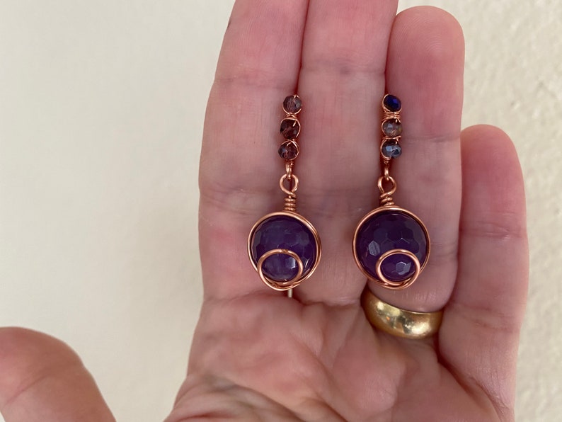 jewelry handmade jewelry Handmade copper wire wrapped earrings with glass beads affordable price
