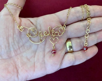 Name necklace, Personalized necklace, Wire wrapped necklace, Custom name necklace, personalized, name, initials, personal, Wire name necklac