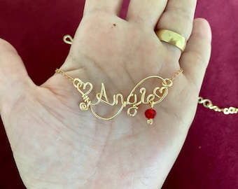 Name necklace, Personalized necklace, Wire wrapped necklace, Custom name necklace, personalized, name, initials, personal, Wire name necklac