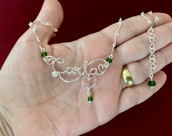 Handmade copper wire wrapped name necklace with handmade copper wire wrapped chain, handmade jewelry,affordable price