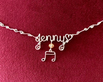 Name necklace, Personalized necklace, Wire wrapped necklace, Custom name necklace, personalized, name, initials, personal,Wire name necklace