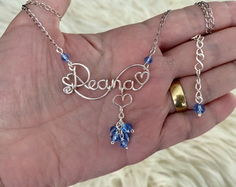 Name necklace, Personalized necklace, Wire wrapped necklace, Custom name necklace, personalized, name, initials, personal,Wire name necklace