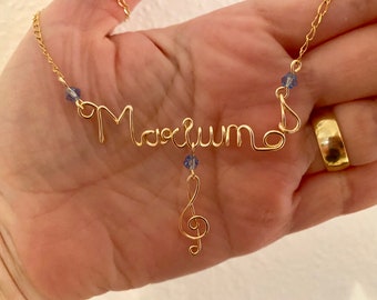 Name necklace, Personalized necklace, Wire wrapped necklace, Custom name necklace, personalized, name, initials, personal,Wire name necklace