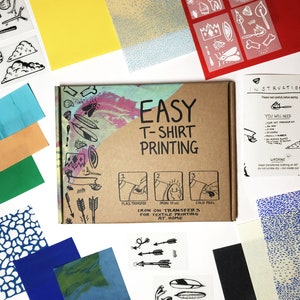 Easy T-shirt Printing - DIY Kit - Iron on transfers for textile printing at home, paper craft and collage cut & paste workshop in a box