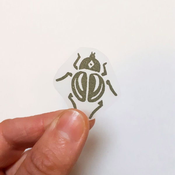 Iron on Beetle//Heat press/cute bugs/silkscreen printed/Textile printing/For Jackets/For Backpacks/Cottage Core/Forest punk patch