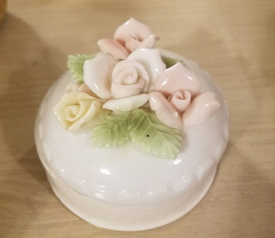 Porcelain Rose Jewelry Box Etsy