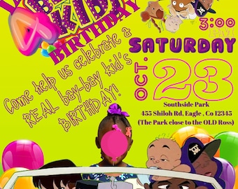 Invitación de cumpleaños infantil de BeBe: Dibujos animados de los 90 (digital)