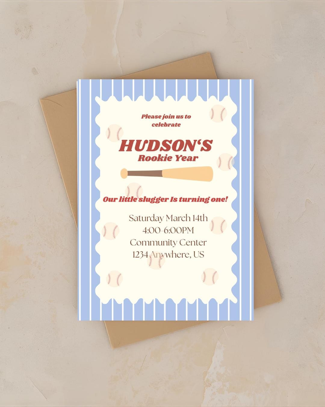 ROOKIE YEAR First Birthday Invitation | Customizable Digital Download ...