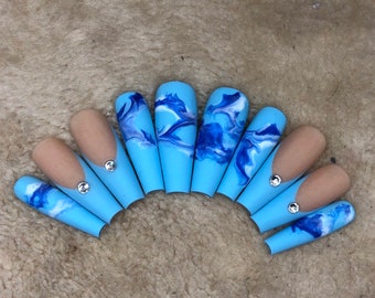 Baby Blue Nails Etsy Baby Blue Nails Etsy