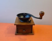 Vintage Wood and Cast Iron Coffee Grinder - Great Condition