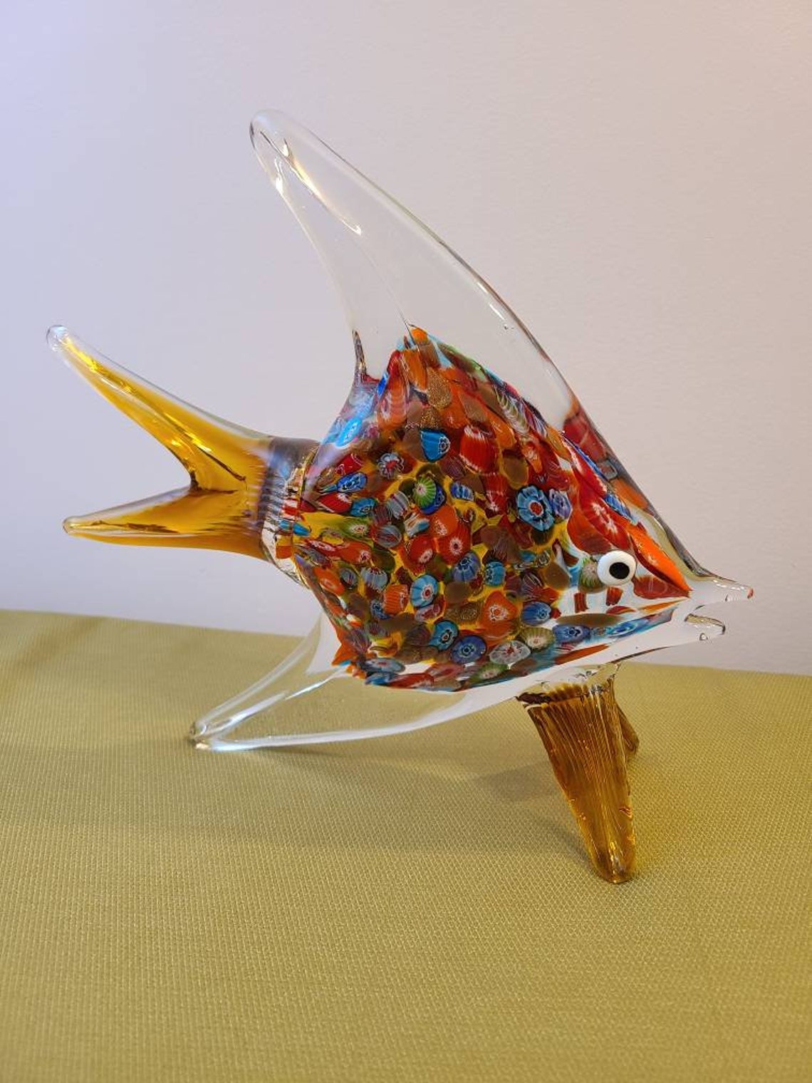 Murano Hand Blown Multi Colored Glass Fish Sculpture 10 Etsy