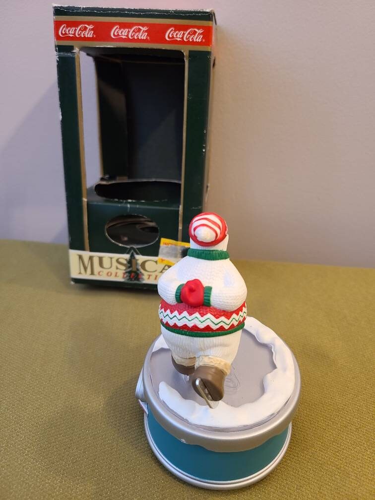 1994 Coca Cola Ice Skating Polar Bear Music Box In Original Etsy