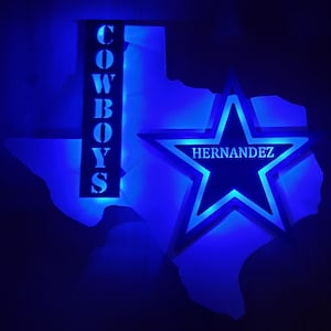 Personalized Cowboy Sign, Texas Lighted sign, man cave wall art, Texas Game Day wall décor, Gift for him, Custom Double Star