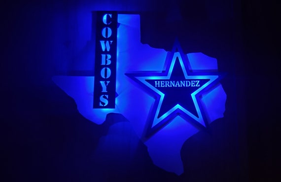 Personalized Cowboy Sign, Texas Lighted sign, man cave wall art, Texas Game Day wall décor, Gift for him, Custom Double Star