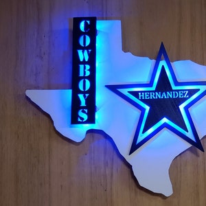 Personalized Cowboy Sign, Texas Lighted sign, man cave wall art, Texas Game Day wall décor, Gift for him, Custom Double Star image 2