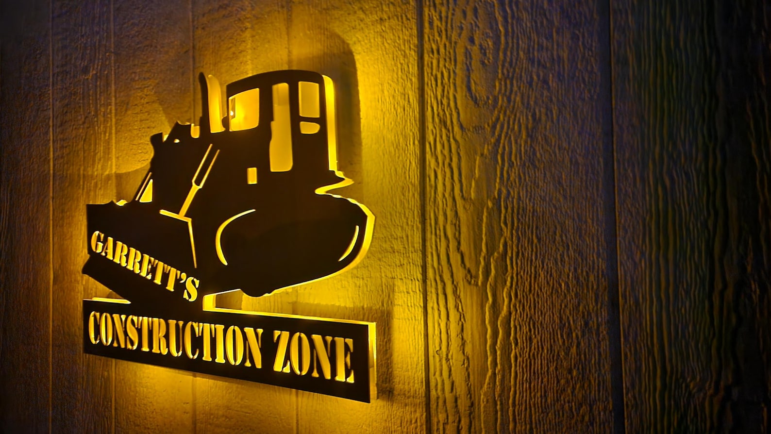Bulldozer Wall Sign, Construction Custom Lighted Wall Sign, Night Light