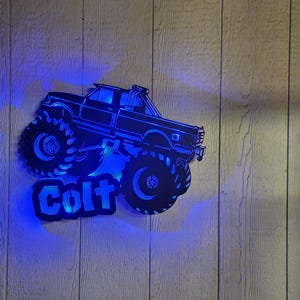Personalized Monster Truck Neon sign, Personalized Lifted Truck for him, Monster Jam truck, fun kids gift, Gift for him, Gift for kid, image 9