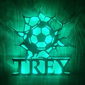 Personalized Soccer Sign With Led Lights, Kids Room wall décor, Gift for Soccer Player, Gifts For Soccer, Custom Name and Number