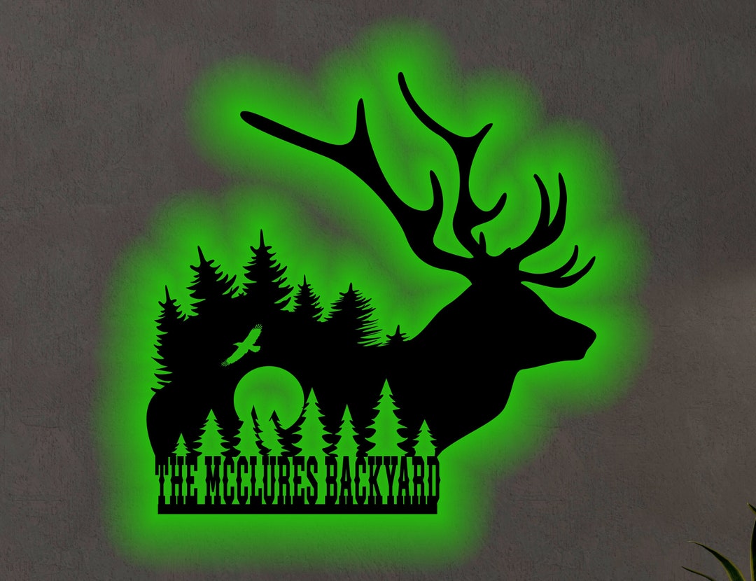 personalized-deer-family-name-sign-custom-outdoor-scene-wall-art