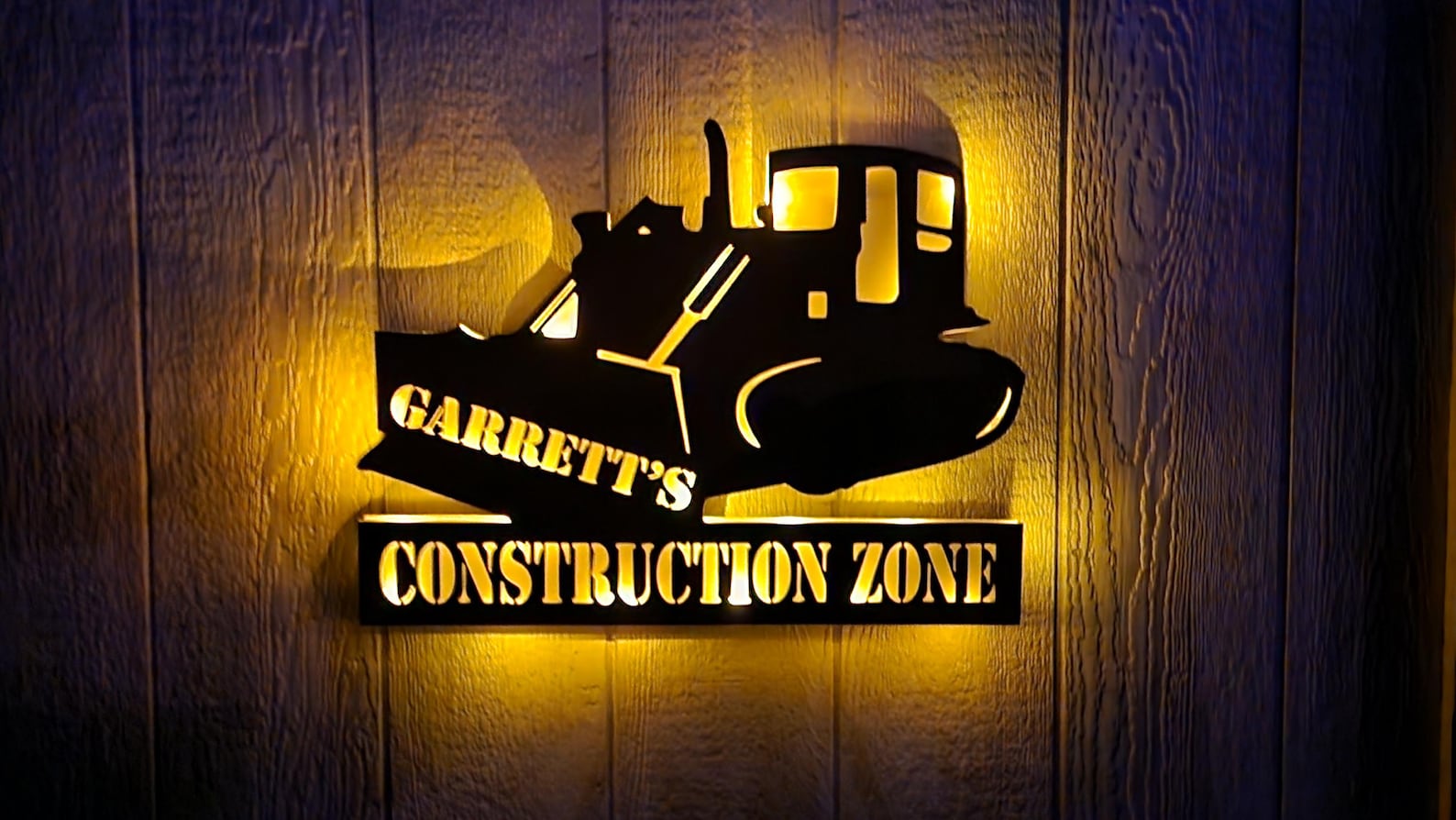 Bulldozer Wall Sign, Construction Custom Lighted Wall Sign, Night Light