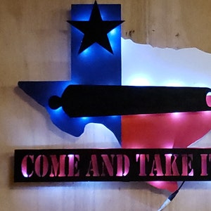Texas Come Take It Flag, Custom Come and Take it Cannon Man cave Personalized Gift, Light Up sign, Gift for him, Christmas Gift