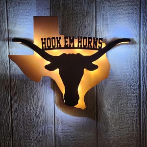 Longhorn on Texas, Personalized Custom LED sign, Texas Man cave décor, Gift for him, Texas Longhorn on Texas, Personalized Longhorn sign