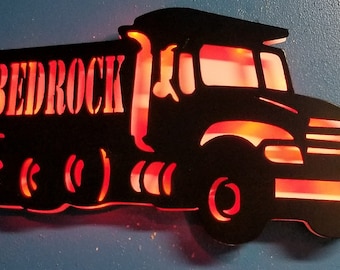 Dump truck Sign, lighted name sign, kids night light, Personalized light, construction zone decor, Custom Wall led sign, wall light for him