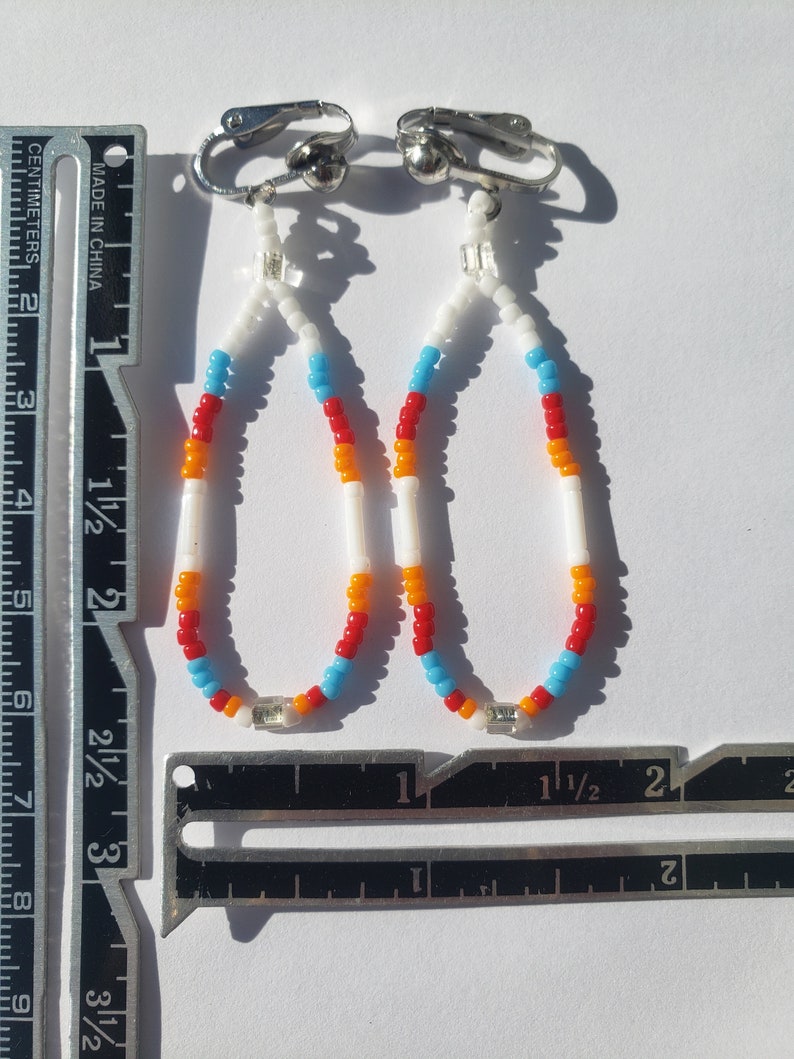 White Native Teardrop Beaded Earrings