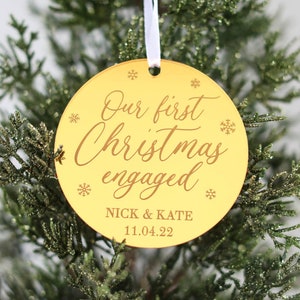 Our First Christmas Engaged Ornament | Classic | Laser Engraved
