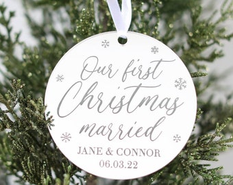 Our First Christmas Married Ornament | Classic | Laser Engraved