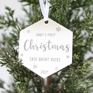 Personalized Baby's First Christmas Ornament | Custom Keepsake | Modern | Laser Engraved