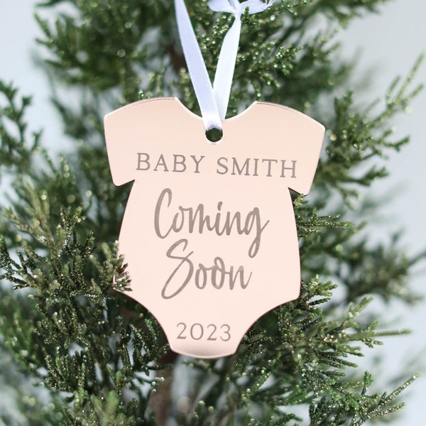 Personalized Coming Soon Baby Ornament | Custom Keepsake | Laser Engraved