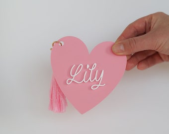 Valentines Bag Tags | Heart Name Basket Tags | Candy Heart Keychain  | Valentines Party Decor