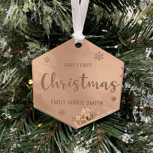 Personalized Baby's First Christmas Ornament With Feet Etsy
