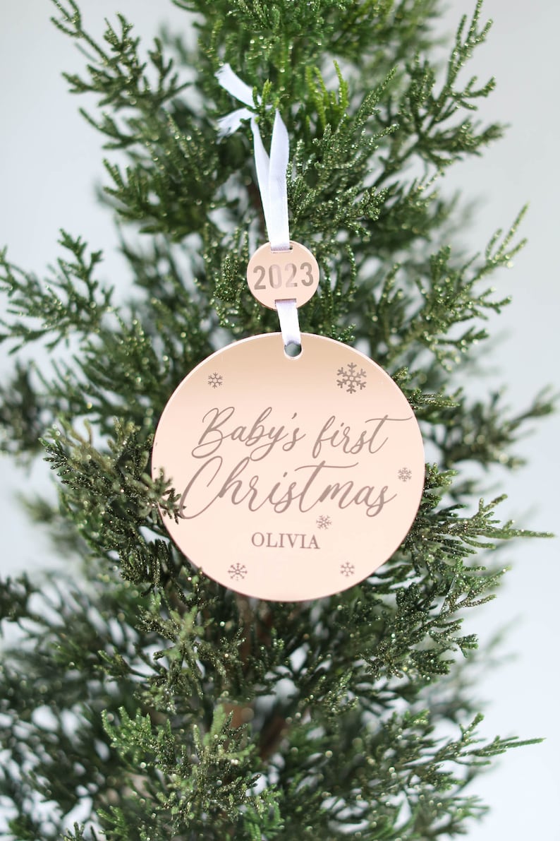 Personalized Baby's First Christmas Ornament Custom Keepsake Laser Engraved image 1