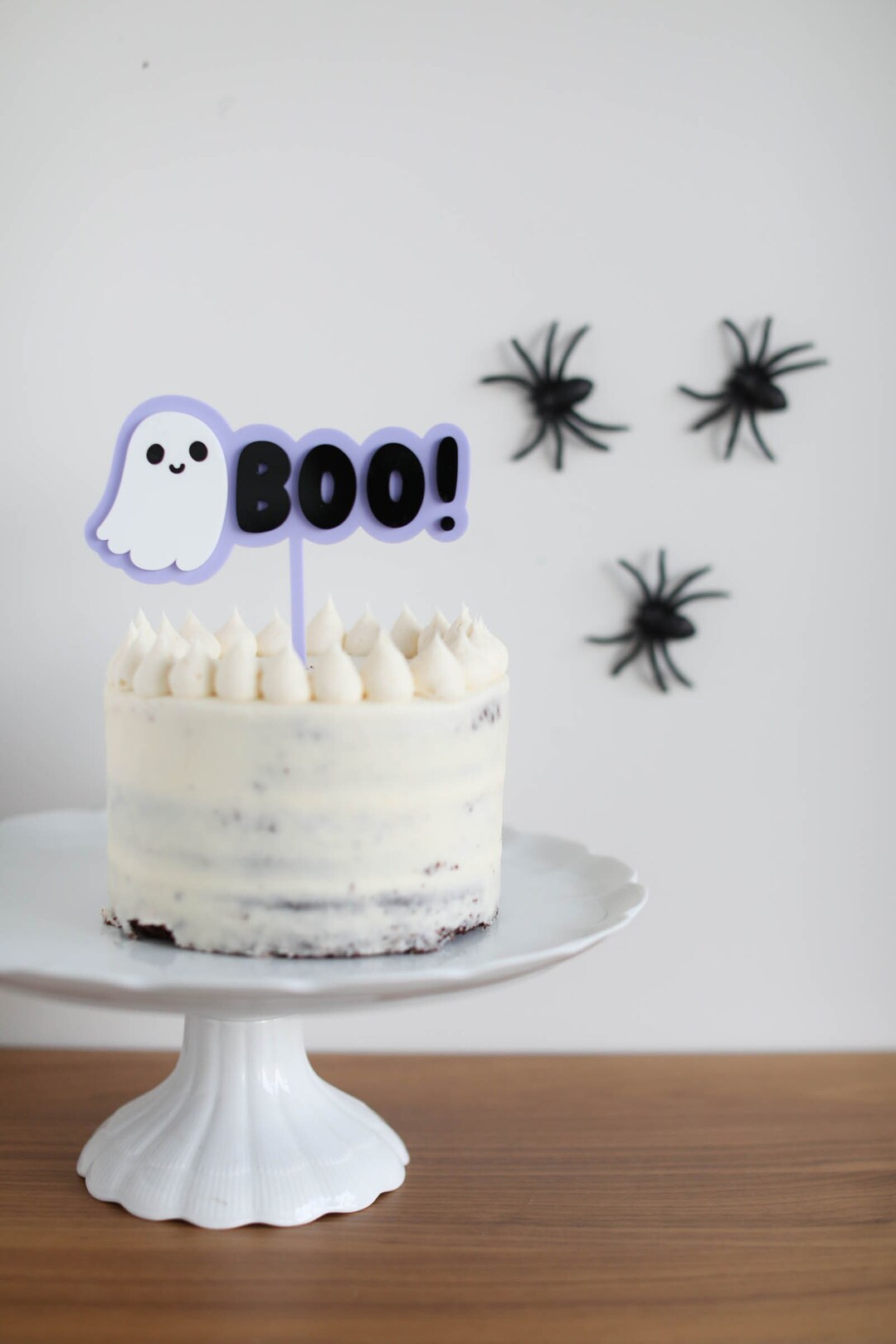 Boo Cake Boo! Halloween Cake Topper | Pastel Purple & White Ghost, 10in Reusable ...