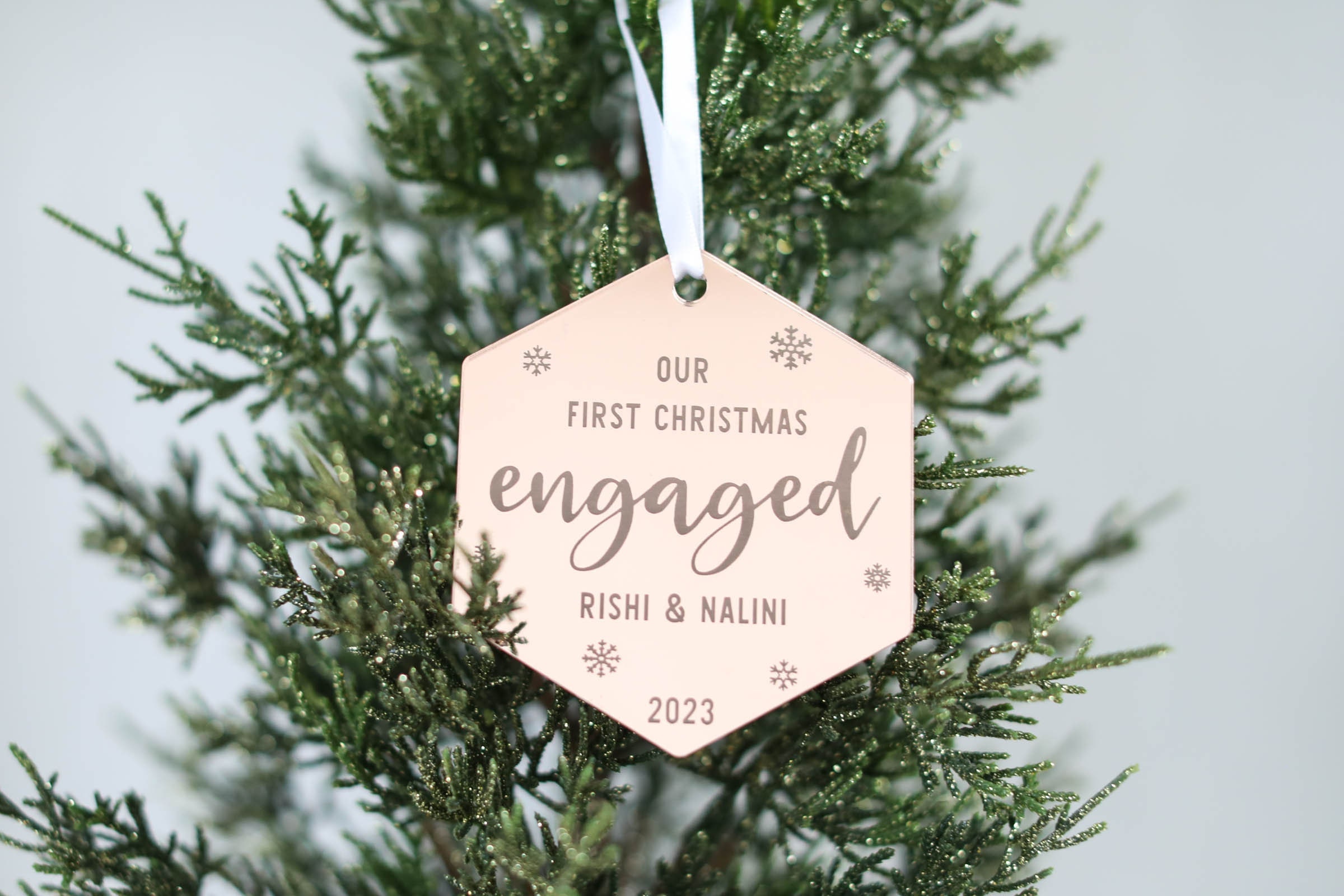 Personalized Christmas Ornament Personalized Engaged Couple Christmas Holiday Gift Expertly Handwritten Ornament Christmas Gifts