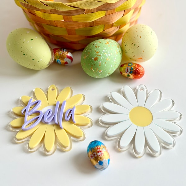 Daisy Bag Tags | Name Tags | Flower Keychain | Easter Decor