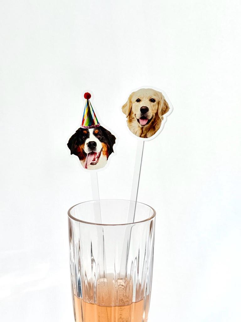 Personalized Custom Pet Photo Drink Stir Sticks | Party Decor | Wedding Decor | Swizzle Sticks | Drink Stirrers