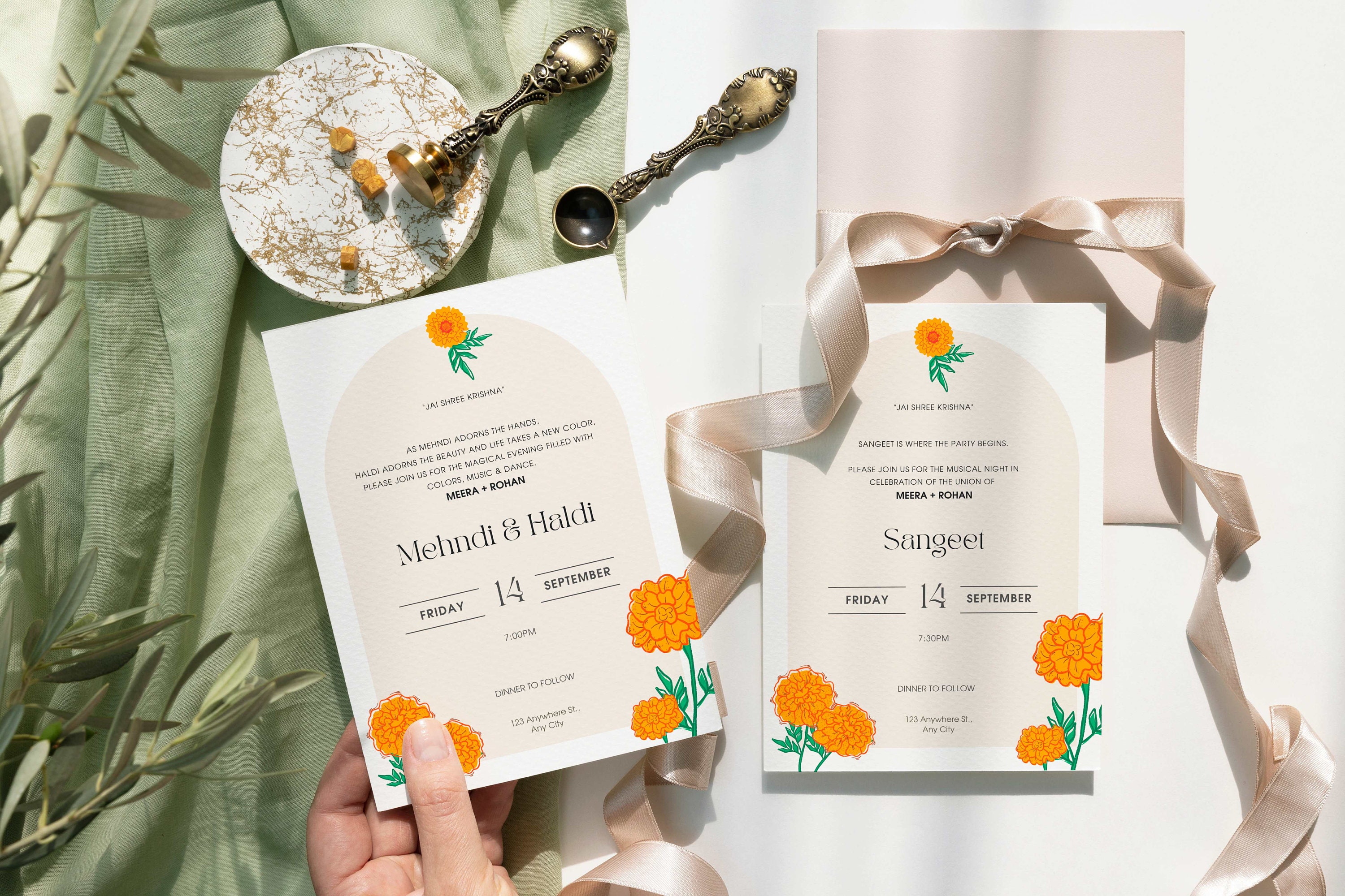 DIGITAL / Tarjeta de invitación de boda hindú india 5x7 / Caléndula /  Plantilla de archivo Canva / A1001 - Etsy México, image size:3000x2000