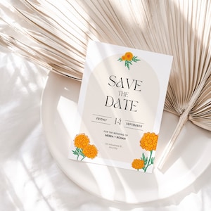 DIGITAL | 5x7 Save the Date Karte | Ringelblume | Canva-Dateivorlage | A4002