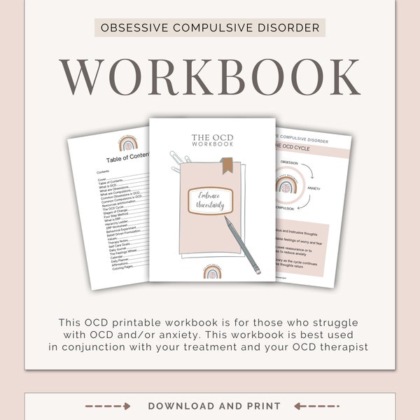 OCD and ERP  Printable Workbook Journal | 8.5 x 11 | Mental Health Journal | ERP Worksheets