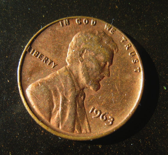 USA 1 Cent 1963 Penny Coin Rare Vintage Copper Real Genuine Coin Lincoln  United States of America Mint Philadelphia Lincoln Memorial Cent -   Canada