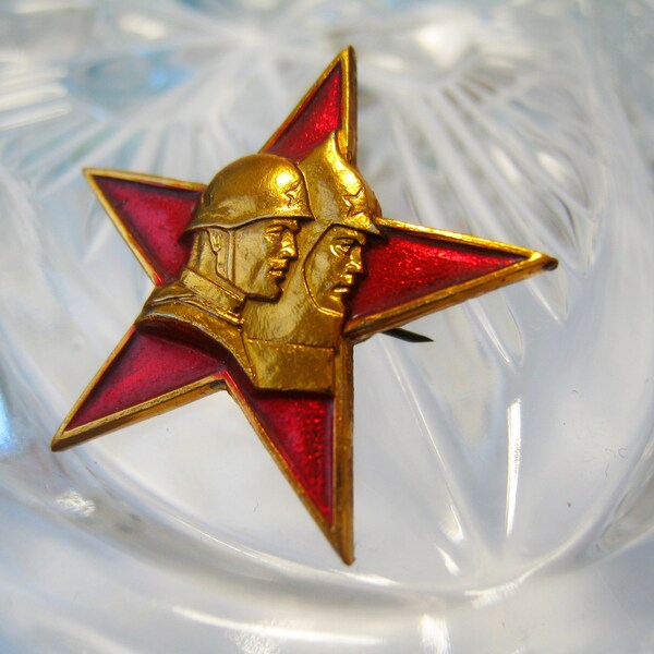 badges USSR Soviet Union old badge on a jacket Rare vintage badge  Red Star