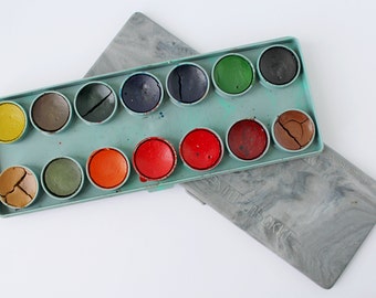 Vintage USSR Watercolors: 14-Color Artist Palette, New Unused