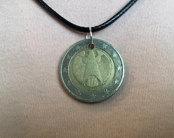 Reunited Germany Map European Union Italian Jewelry Italy Rome Silver Tone 30mm Coin Handmade Jewelry Unisex 20 Black Necklace