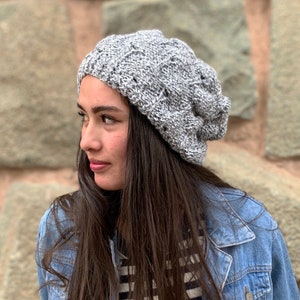 Hand Knit Slouchy Beanie, Alpaca Wool Blend Slouchy Beanie Women image 1