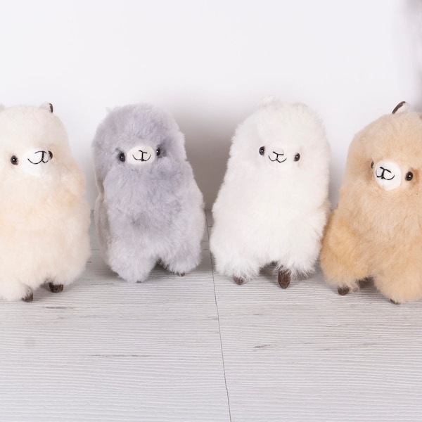 Stuffed Llama Teddy, Perfect Gift, Handmade 100% Super Soft Alpaca Fur Plush